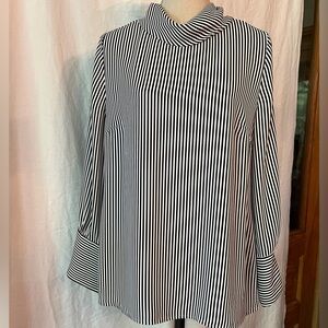 Chico's Black and White Striped Blouse Size Medium